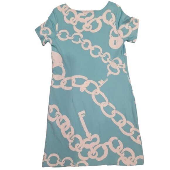 Lilly Pulitzer Jonah Ponte Blue Ball Chain Stretch Knit Dress Nautical Medium - Picture 1 of 10